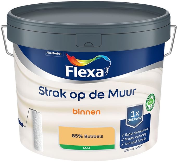 Flexa - Strak Op De Muur Binnen Mat - 85% Bubbels - Mengverf - 10 L