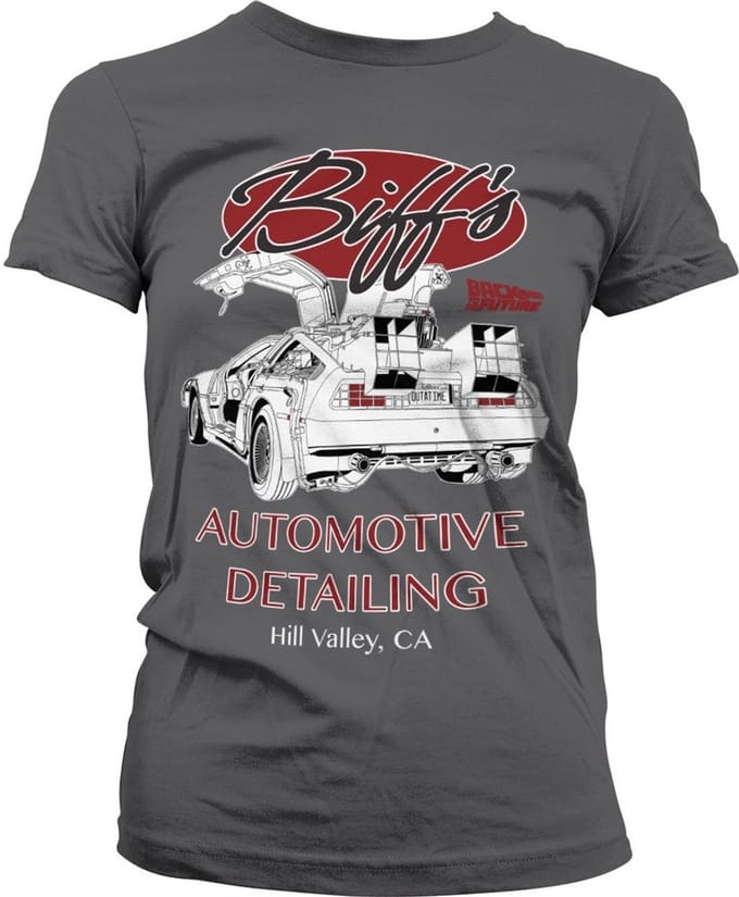Back to the Future Biff's Automotive Detailing Girly Tee dames-T-shirt donkergrijs