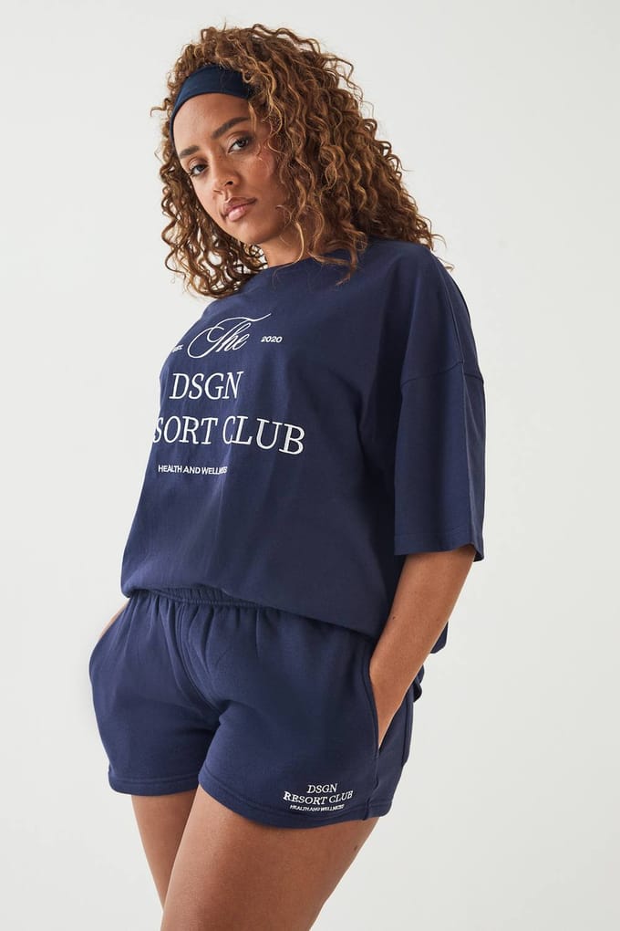 Dames Dsgn Studio Resort Club Sweat Short | Navy | Maat: Small