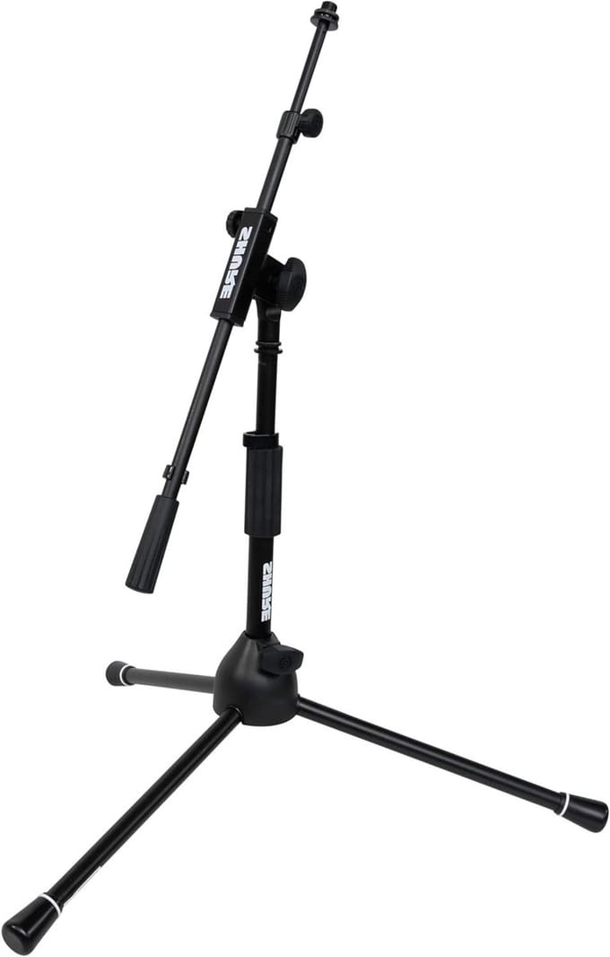 Microfoonstandaard Statief - Lage Microfoonhouder - Muziek Opnemen - Verstelbare Telescopische Arm - 50-60 cm - Zwart