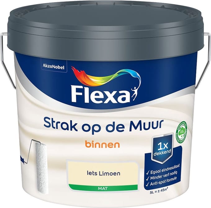 Flexa - Strak Op De Muur Binnen Mat - Iets Limoen - Mengverf - 5 L