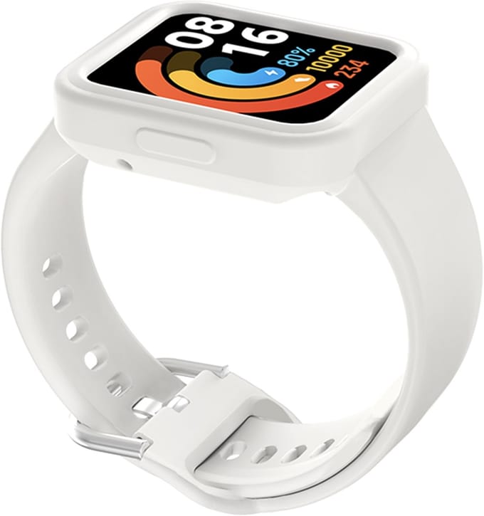 By Qubix - Siliconen band met case - Wit - Geschikt voor Xiaomi Redmi Watch 2 (Lite)