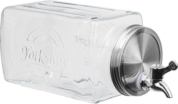 HI Drank/Water/Limonade dispenser tap - 3,8L - glas - 32,5 x 15 cm - koelkast drankdispenser