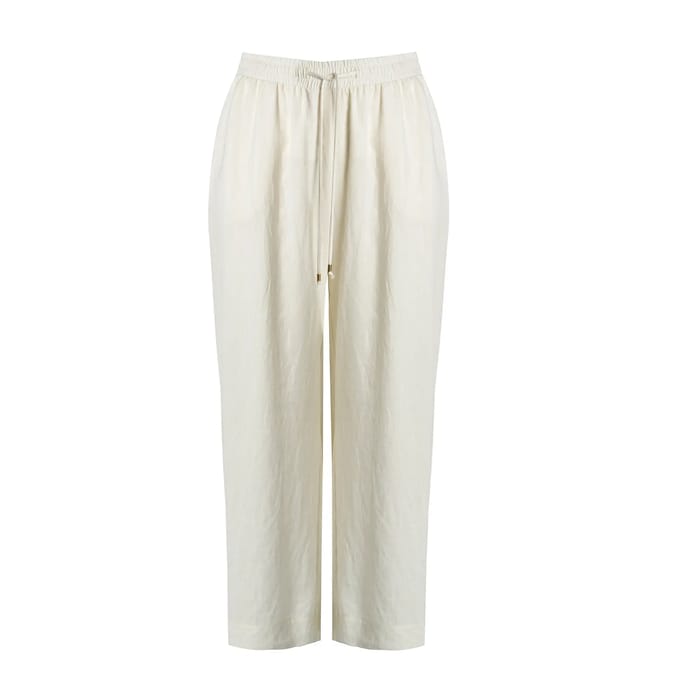 Linnenmix wijde broek met koordtaille dames Mat Fashion