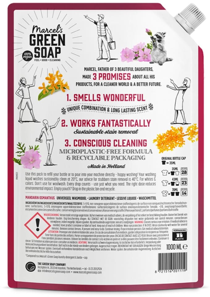 Marcel's Green Soap Wasmiddel Mandarin & Osmanthus Navulling - 1000 ml