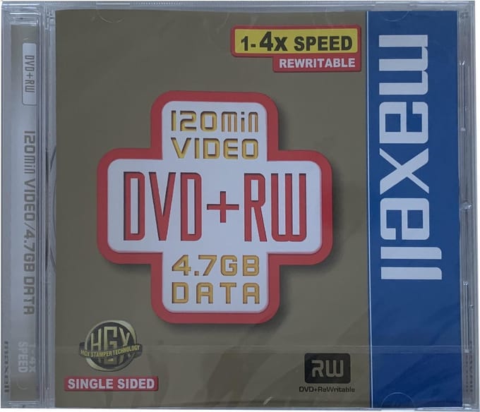 MAXELL DVD+RW 4.7 (1-4X snelheid) 1 exemplaar in jewelcase