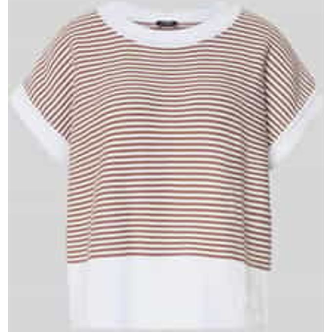 T-shirt van puur katoen in tricotlook model 'Kipe'