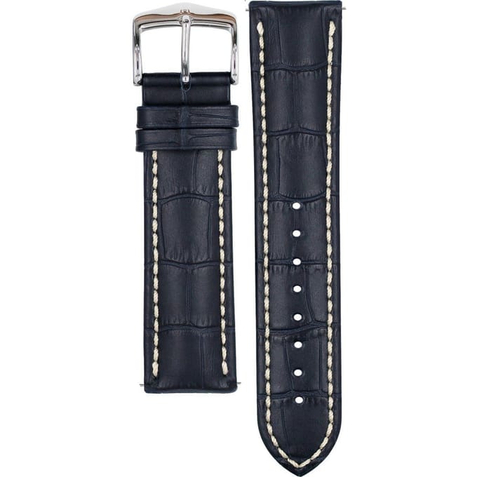Hirsh Horlogeband -  Modena Donkerblauw  - Leer - 24 mm