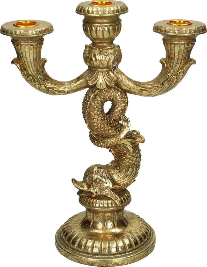 Wants&Needs Kandelaar Fish Polyresin Goud 22 X 12 X 28.5