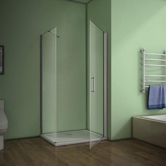 76x76cm Doucheafscheiding draaideur met zijwand douchewand,hoogte 185cm