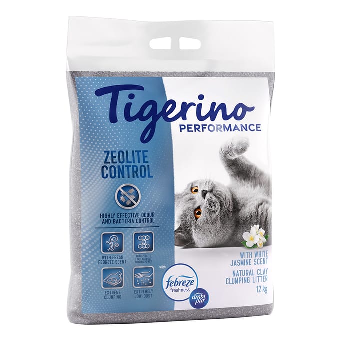 2x12kg Tigerino Performance Febreze/Ambi Pur Freshness Zeolite Control Kattenbakvulling
