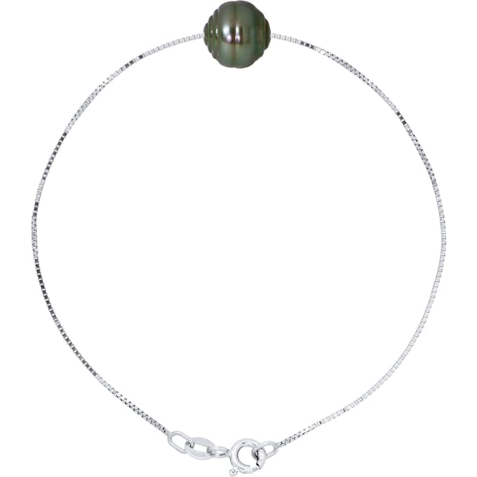 Chain Armband met Pearl Ringed TAHITI 10-11 mm 925
