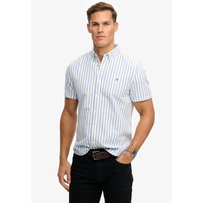 Superdry Preppy Oxford Overhemd met Korte Mouwen Blue Grootte: M