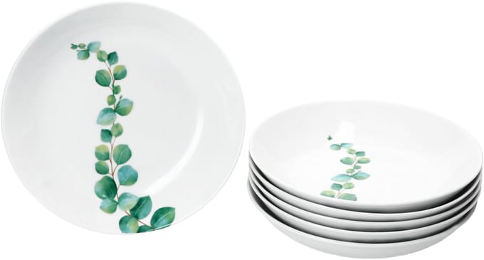 MamboCat MamboCat Set 6 eucalyptus soepborden porselein diepte 20,3 cm