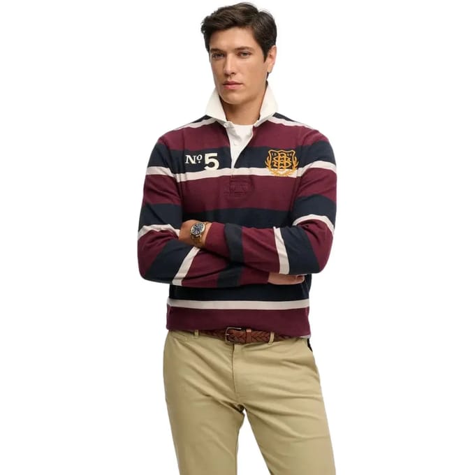 Gestreept polo met lange mouwen dubbele embleem Superdry Rugby