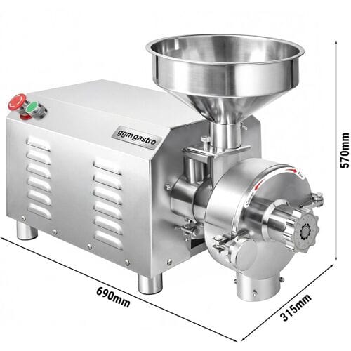 GGM Gastro Elektrische graanmolen PROFESSIONEEL - 50-80kg/u - traploos instelbare maalgraad - 1500 tpm - 3.6kW - 230V zilver