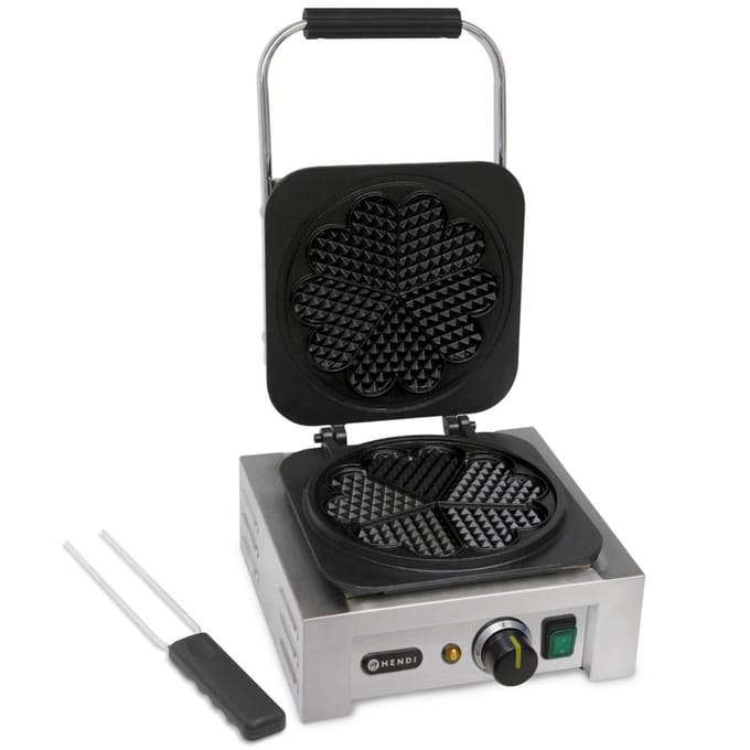 HENDI Wafelmaker – Hartvormige patronen – Geëmailleerd gietijzer – Thermostaat – Geïsoleerde handgreep