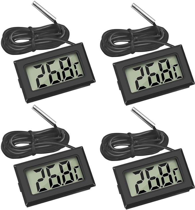 Digitale lcd-thermometer, temperatuurmonitor met externe sensor, voor koelkast, vriezer, aquarium