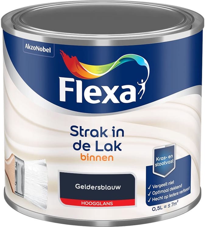 Flexa - Strak In De Lak Binnenlak Hoogglans - Geldersblauw - Mengverf - 500 Ml