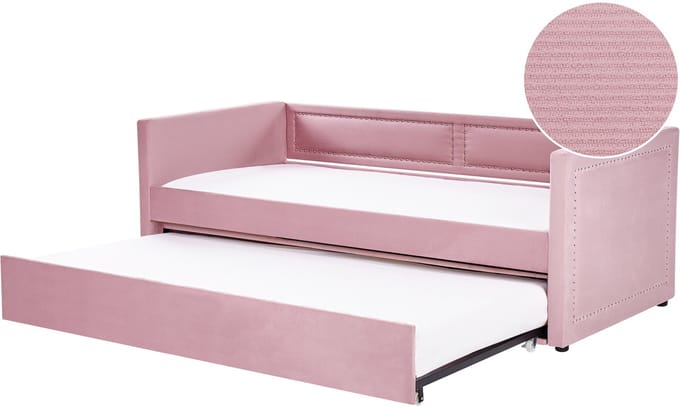 MIMIZAN - Onderschuifbed - Roze - 90 x 200 cm - Corduroy