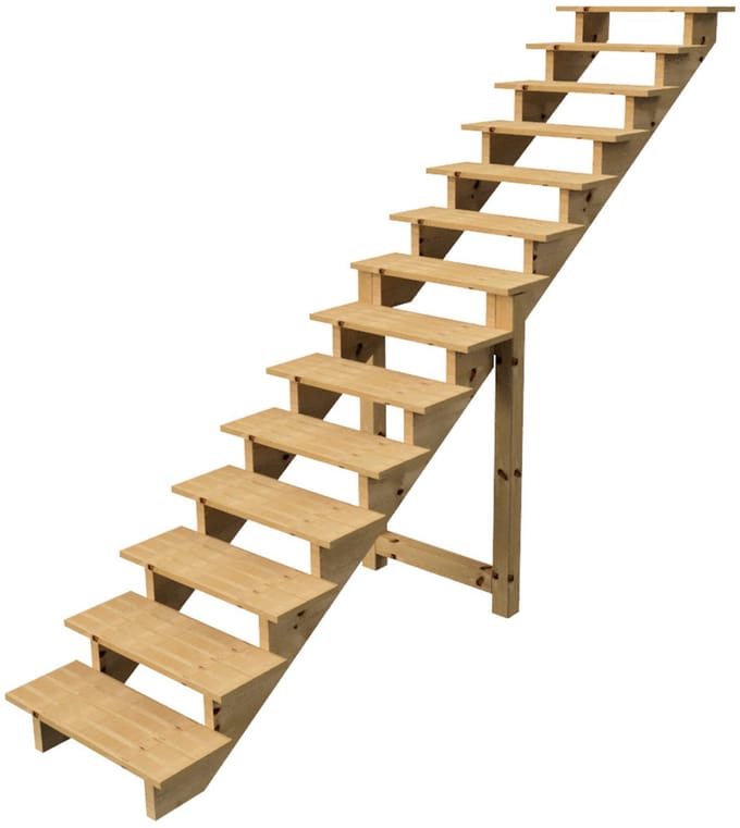 BERLIN Houten Buitentrap - 14 Open Treden 241 cm Hoog - 80 cm Breed