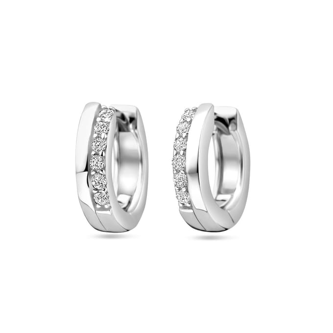 Glams klapoorringen zirkonia - 12.5 mm - Zilver