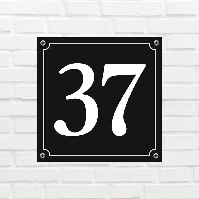 Huisnummerbord Mat zwart Deluxe - Nummer 37 - incl. bevestiging