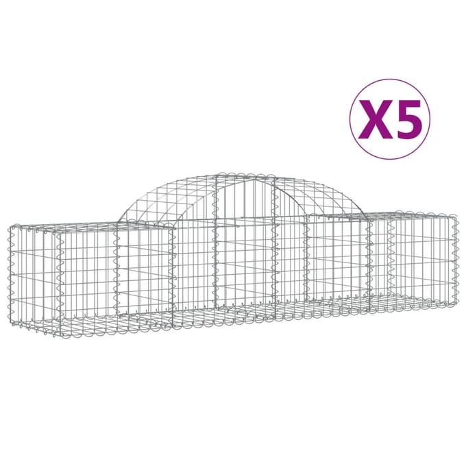 vidaXL - Schanskorven - 5 - st - gewelfd - 200x50x40/60 - cm - gegalvaniseerd - ijzer
