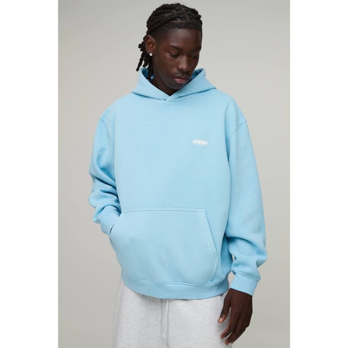 Oversized Sport Washed Over-the-head Hoodie Voor Heren | Light Blue | Size Small