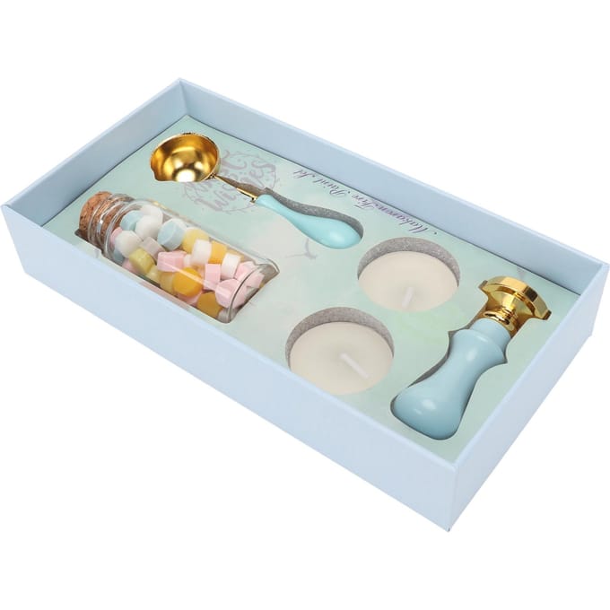 Wax Sealing Stamps Set Duidelijk Patroon Comfortabel Handvat Blauwe Wax Sealing Stamps Kit voor voor DIY white