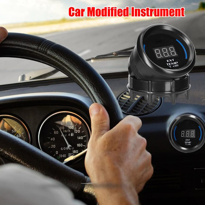 52mm Uitlaatgastemperatuurmeter Digitale auto-ext-temperatuurmeter LED-display EGT (40-120)Celsius x10 met zwart