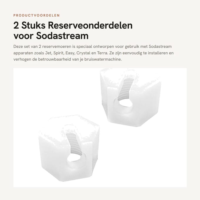 Dailygoods - 2 Stuks Reserveonderdelen voor Sodastream, Wartelmoer (Wit)