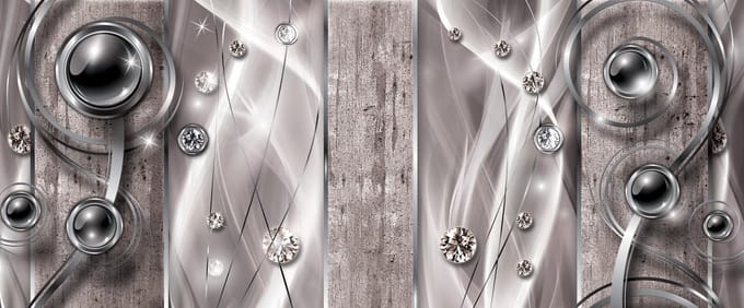 Silver Grey Black Abstract Modern Art Photo Wallcovering