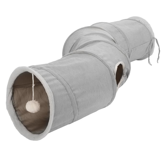 Opvouwbare Katten Tunnel S-vormige Kat Speelbuis Speelgoed met Hangende Bal voor Konijnen Kittens Puppy's en gray