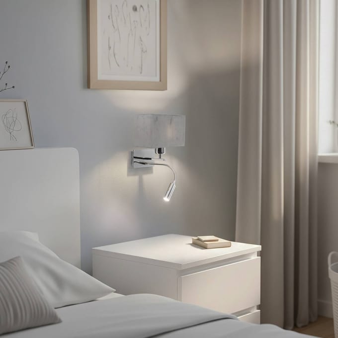 Euluna Wandlamp Harry, hoekig, chroom/chroom/donkergrijs