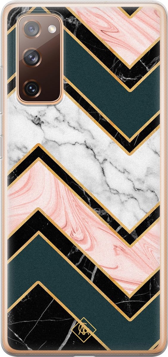 Casimoda® hoesje - Geschikt voor Samsung S20 FE - Marmer Triangles - Backcover - Siliconen/TPU - Multi