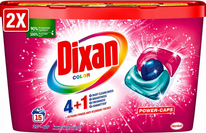 2 x Dixan - Wasmiddelcapsules - Voor gekleurde was - 15 wasbeurten