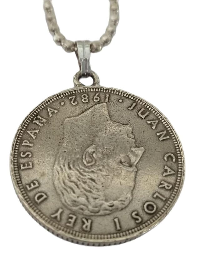 Ketting 25 spaanse pesetas verzilverd