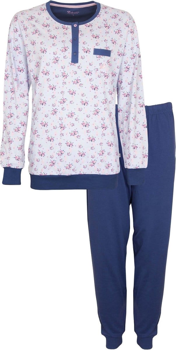 Tenderness Dames Pyjama - Bloemenprint - Licht Blauw - Maat 3XL