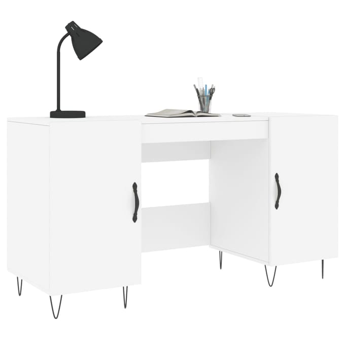 vidaXL - Bureau - 140x50x75 - cm - bewerkt - hout - wit