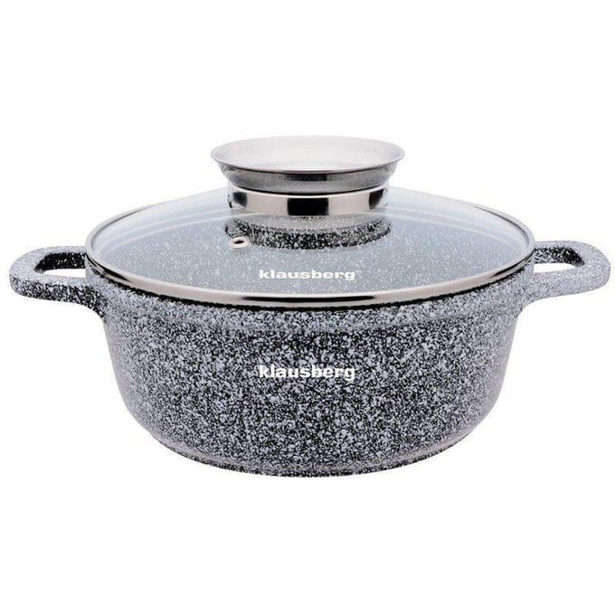Klausberg 7533 - pannenset - Keramisch - marmer - met aromaknop - 20/24/28 cm