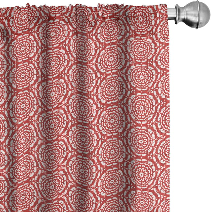 ABAKUHAUS Voorhangen – 2x75x175 cm – Rood-Wit Geometrisch