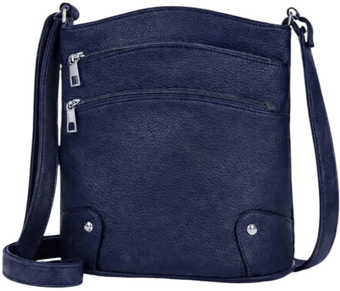 THL Design - Dames Schoudertas - Crossbody - Veel Ritsen - Compact - Donkerblauw