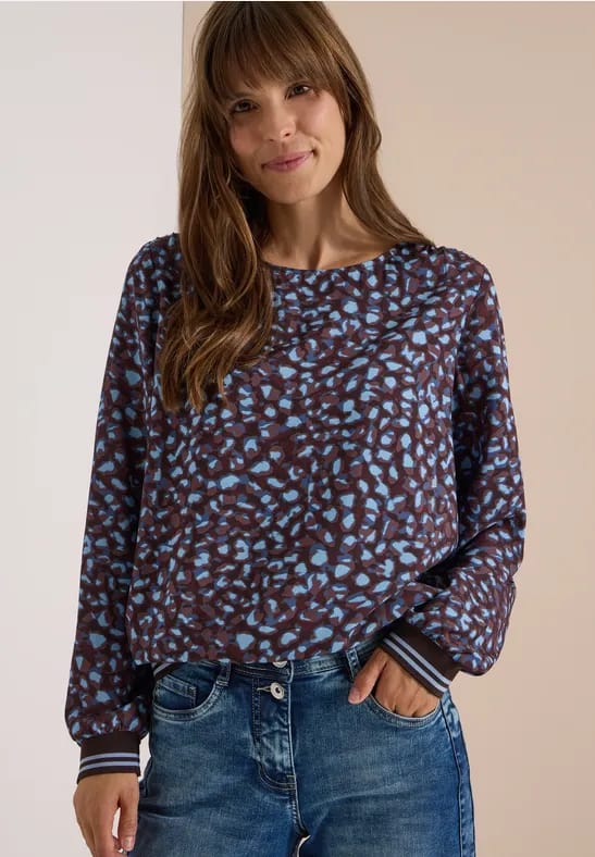 Blouse met lange mouwen, ronde hals en print