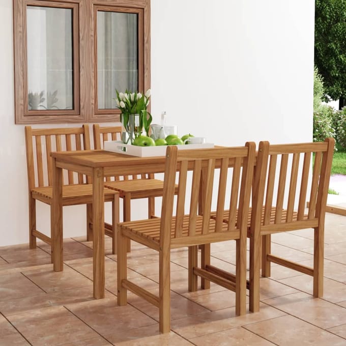 vidaXL - 5-delige - tuinset - 120x70 - cm - massief - teakhout
