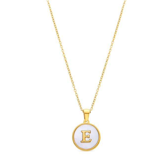 Luxenter collier in wit parelmoer afgewerkt in 18K geel goud - Alfabet