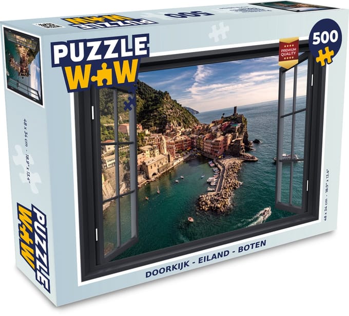 Puzzel Doorkijk - Eiland - Boot - Legpuzzel - Puzzel 500 stukjes
