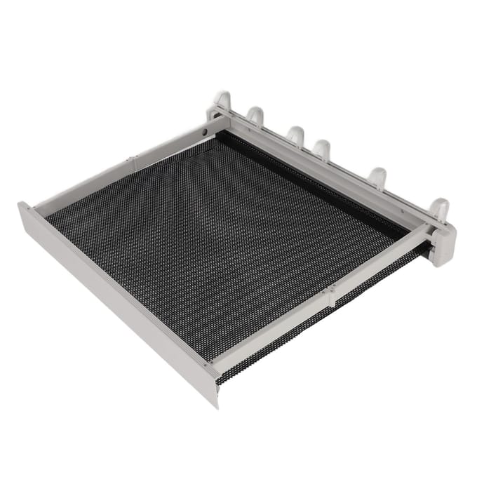 Intrekbaar Kledingrek met Sjabloon Wandmontage Mesh Ademend Platform Aluminium Wasgoed wit