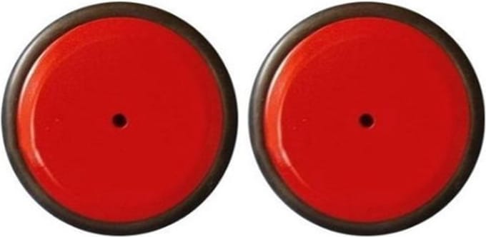 DW4Trading Massief Houten Wielen met Rubber Rand - Set van 2 Stuks - Rood