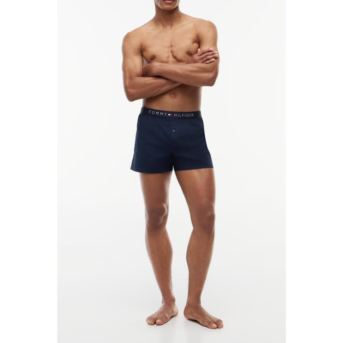 Tommy Hilfiger woven boxershort (1-pack) - heren boxer katoen - wijd model - blauw uni